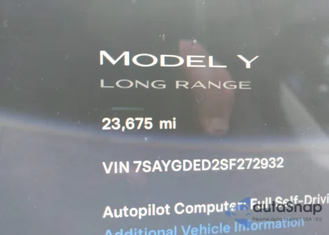 2025 Tesla Model Y Long Range Dual Motor All-Wheel Drive from USA, damaged, VIN 7SAYGDED2SF272932